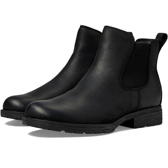 Born Shoes - Born women’s Cove  Waterproof Chelsea Black Leather Ankle Boots